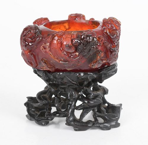 A Chinese Amber Water Coupe
