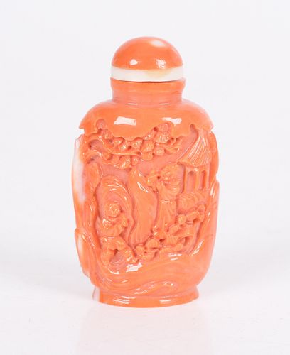 A Chinese Coral Snuff Bottle