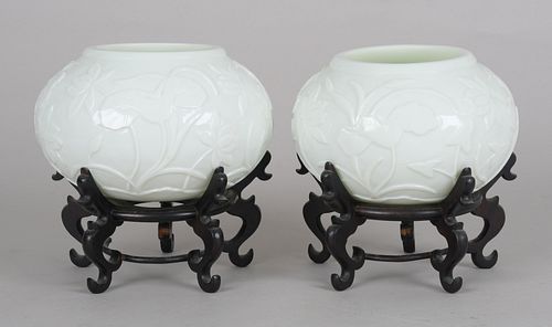 A Pair of Chinese Peking Glass Bowls