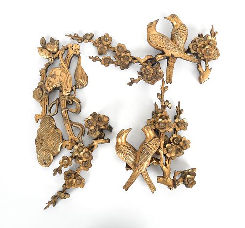 Four Chinese Giltwood Fragments, Circa 1900