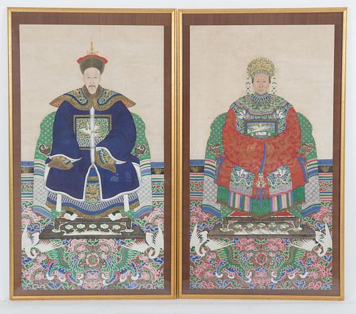 A Pair of Chinese Ancestor Portraits