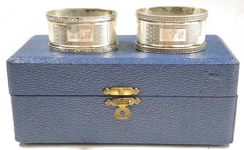 Pair Cased Vintage English Sterling Napkin Rings