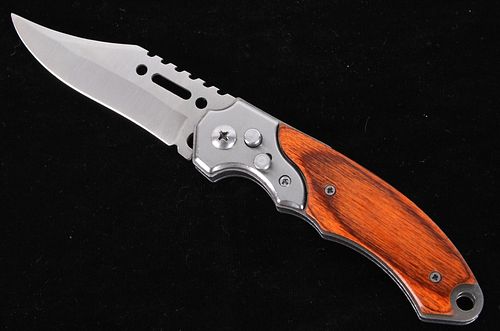 Stainless Clip Point Switchblade Knife & Light