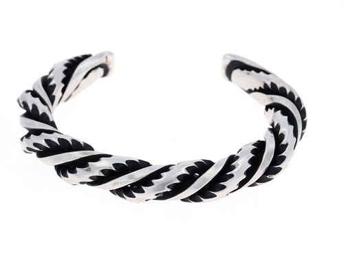 Navajo L.L. Tahe Sterling Silver Spiral Bracelet