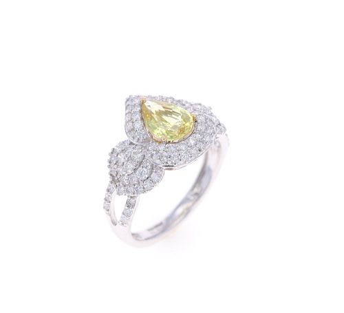 Vintage Sapphire & Diamond 18k White Gold Ring