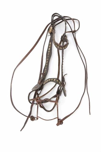 Studded Harness Leather Bridle Headstall c. 1920s