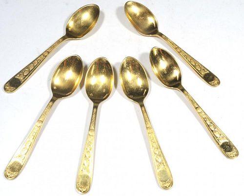 6 Christofle Gold-Tone Demitasse Spoons