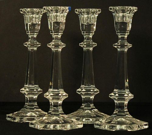 4 Cut Glass Crystal Candlesticks