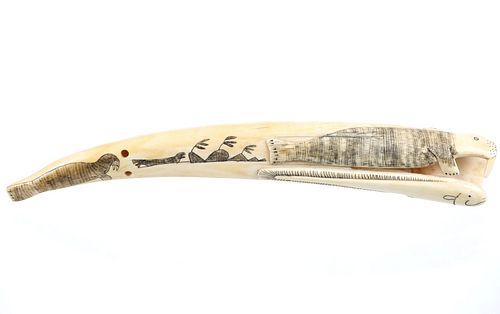 Early Inuit Highly Carved Walrus Cribbage Board