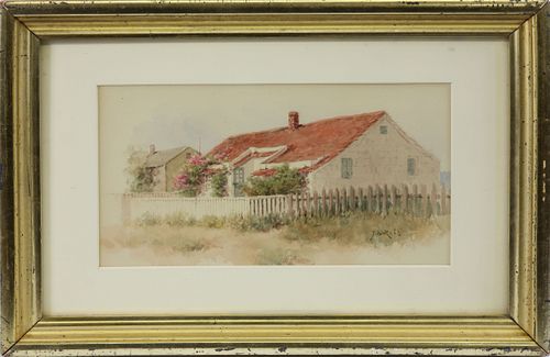 Jane Brewster Reid Watercolor on Paper "Siasconset Bluff Cottage"