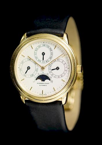 An 18 Karat Yellow Gold Perpetual Calendar Wristwatch, Audemars Piguet, Circa 1990,