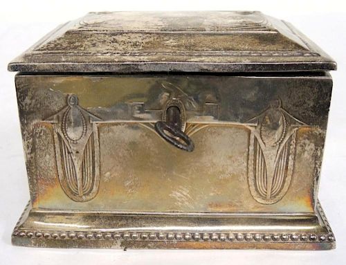 Small Art Nouveau Silver Lock Box, Argentina