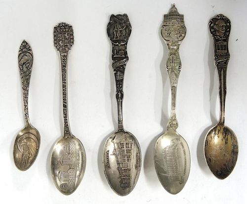 5 American Souvenir Spoons