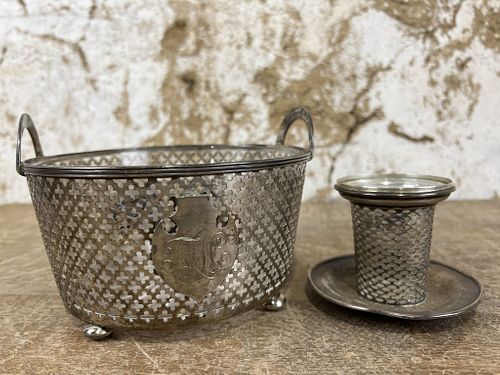 Sterling Silver Basket and Candlestick