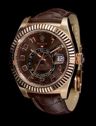 An 18 Karat Everose Gold Ref. 326135 Sky-Dweller Wristwatch, Rolex,