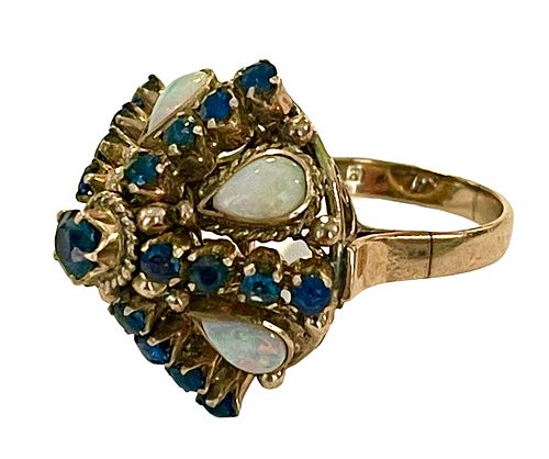Sapphire and Opal 18K Yellow Gold Ring