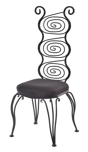 Contemporary Black Wrought Iron Side Chair