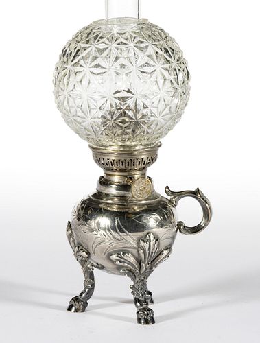 SILVER-PLATE FLORAL PATTERNED MINIATURE FINGER LAMP