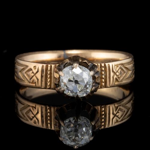 VICTORIAN 14K YELLOW GOLD AND DIAMOND LADY'S RING