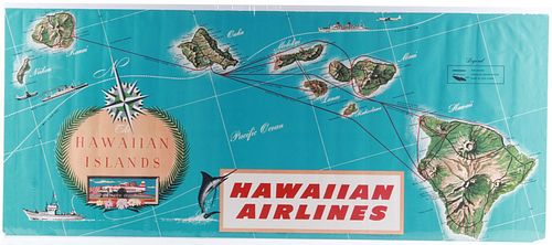 Hawaiian Airlines Advertisement Poster c. 1960's
