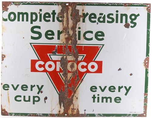 Complete Greasing Service Conoco Sign  c. 1950's