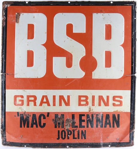 Original Joplin, Montana BSB Grain Bins Metal Sign