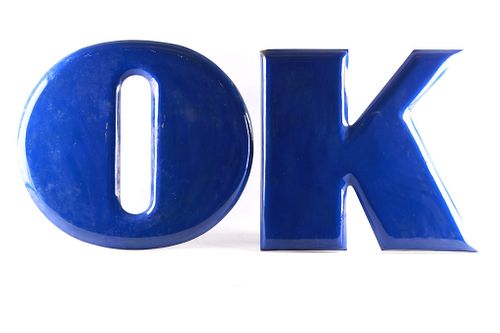 Chevrolet "OK" Porcelain Enamel Lettering Sign