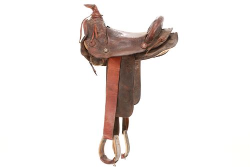 Early 1900s L. E. Oates Makers High Back Saddle