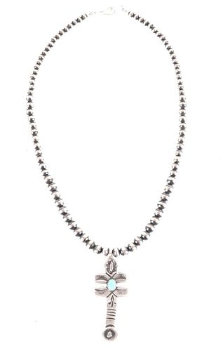 Navajo J Begay Sterling Silver Turquoise Necklace