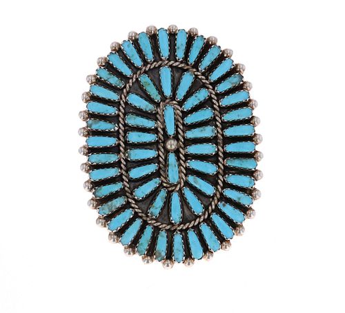 Navajo Sterling Silver Petite Point Turquoise Ring