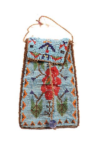 C.1900 Chippewa Cree Loom Beaded Strike-A-Lite Bag