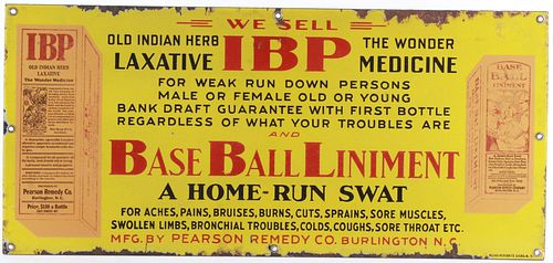 IBP Laxative & Base Ball Liniment Porcelain Sign