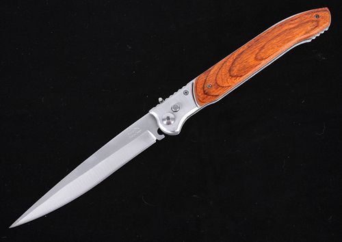 Large Stainless Steel Switchblade Knife w/ Sheath
