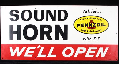 Pennzoil "Sound Horn We'll Open" Advertising Sign
