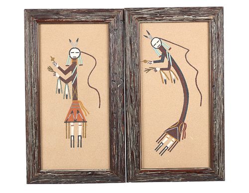 Diné (Navajo) "Yei Dancer", Sand Painting, Framed