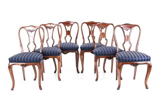 Quarter Sawn Oak Hand Carved Upholster Chairs (6)