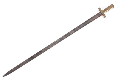 Engraved Unmarked Brass Sword Bayonet