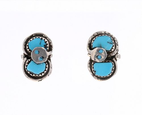 Zuni Effie C. Sterling Silver Turquoise Earrings