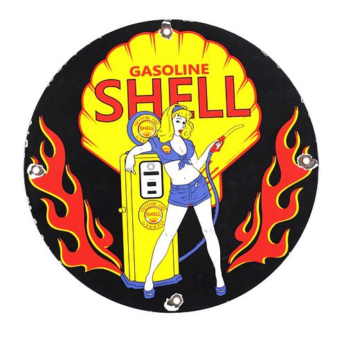 Shell Gasoline Porcelain Enamel Advertisement Sign