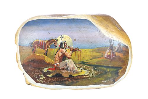 1984 Teddy Hines Native American Rock Painting