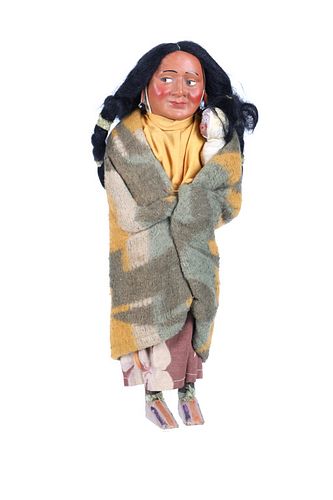 C. 1930- Eyes Right Skookum Doll In Trade Blanket