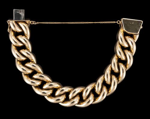 VINTAGE TIFFANY & CO. 14K YELLOW GOLD LARGE CURB CHAIN BRACELET