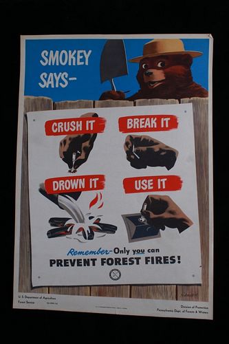 1949 U.S. Forest Service Wildfire Prevention Sign