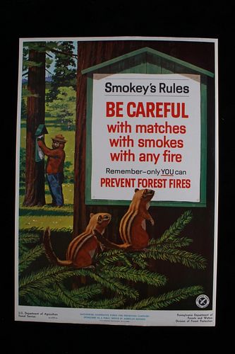 1961 Original Forest Service Poster Smokey's Rules