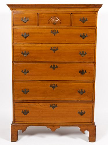 NEW ENGLAND QUEEN ANNE MAPLE HIGH CHEST