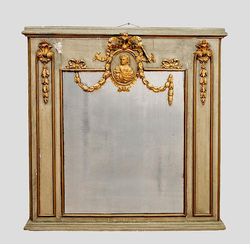 Louis XVI Painted and Parcel-Gilt Trumeau