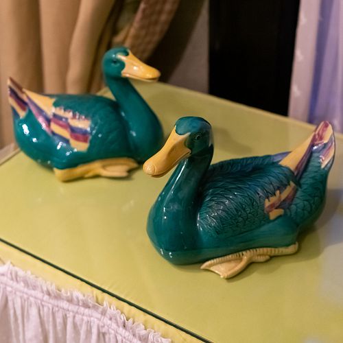 Pair of Chinese Porcelain Models of Ducks