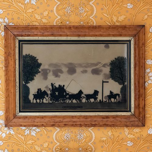 Two English Reverse Paintings on Glass together with a Silhouette