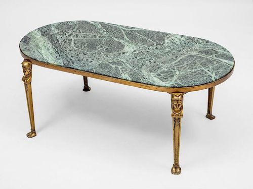 Empire Style Gilt-Metal Low Table with Marble Top