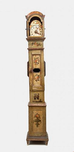 Dutch Provincial Painted Tall Case Clock